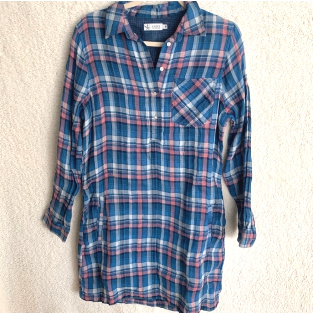 Carve Designs Longsleeve Top plaid blue
